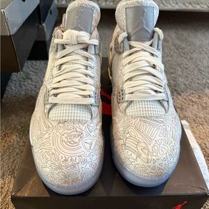 White and Gray Patterned Sneakers